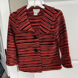 Chic Striped Red and Black Blazer